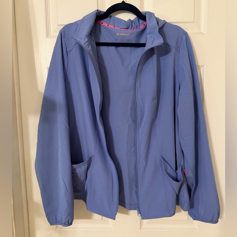 HeartSoul Women's Periwinkle Zip-Front Bomber Jacket with Hoodie
